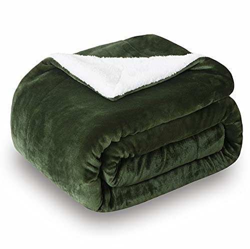 SOCHOW Sherpa Fleece Throw Blanket, Double-Sided Super Soft Luxurious Plush Blanket 127cm×150cm, Olive Green
