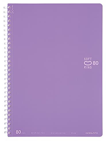 KOKUYO D Shaped Soft Ring Notebook, 6mm ruled w/dot-lines, 36 Lines, 80 Sheets, B5, Purple, Japan Import (SU-SV308BT-V)
