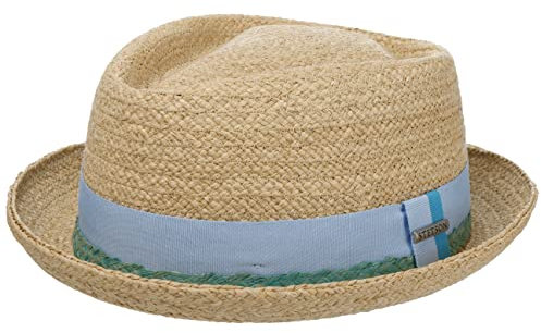 Stetson Vantella Diamond Strohhut Einfarbiger Hut mit Kontrastband Ripsbandgarnitur Unisex Frühjahr Sommer beige S (54-55 cm)