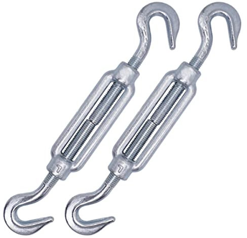 Confezione da 2 tenditori M12, tenditori regolabili con gancio e gancio, tensione del cavo della corda (2 pezzi, M12)