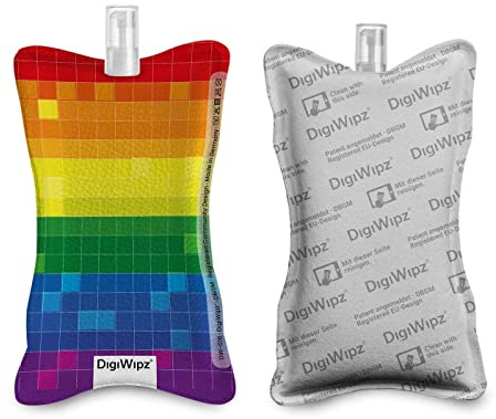 DigiWipz® – L'ingénieux nettoyant d'écran 2 en 1 (Rainbow Cubes) – Nettoyant d'écran pour écrans et écrans tactiles – Éponge en microfibre avec pulvérisateur intégré