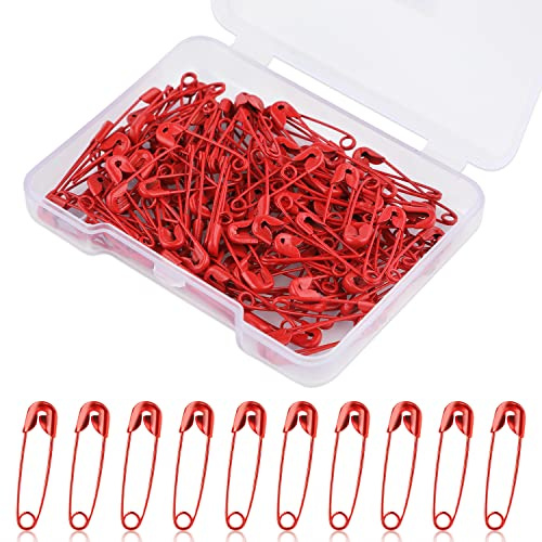 19 mm Sicherheitsnadeln, 120 Stück Metall Mini Sicherheitsnadeln Safety Pins für Kleidung Anhänger Hijab Handwerk Quilten Kleid Charms Schmuckherstellung (Rot)