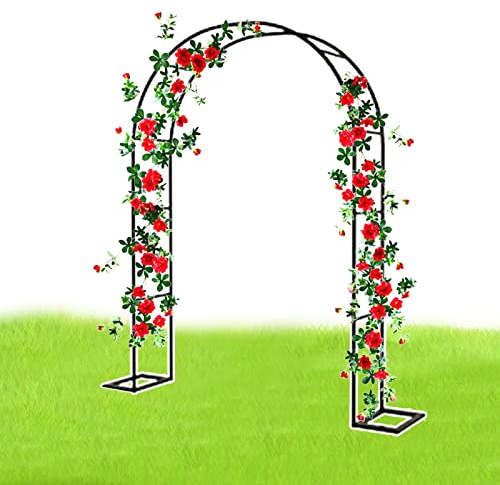 Rosenbogen Stabil Torbogen, Gartenbogen Metall, Rose, Reben, Clematis, Gartenpflanze, Rankhilfe, verzinktes Rohr, mit Sockel, dekorativer Ständer für Gartenspaliere ( Color : Nero , Size : 200x230x25C