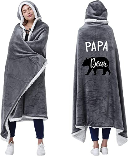 AOKILE Kuscheldecke mit Kapuze und Ärmeln Flanell Tragbare Decke Papa Geschenk, Geburtstagsgeschenk Vatertagsgeschenk Weihnachten Geburtstag Geschenke Super Weich Decke Flauschig
