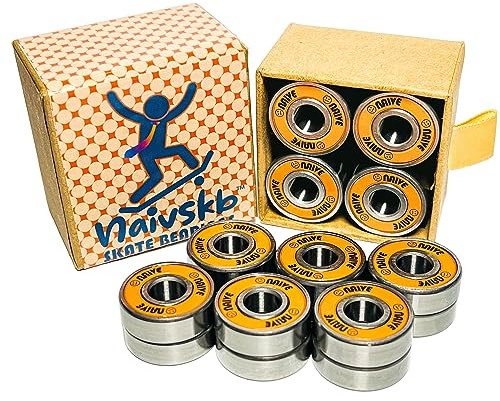 Naivskb Skate Bearings 8mm 16 Pack, Precision 608 Bearings Quad Inline Skates Roller Derby Skateboard Longboard Scooter(Vintage Orange)