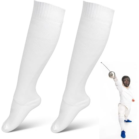 HERCHR Calcetines de Esgrima, Calcetines Largos Transpirables de Algodón Absorba el Sudor Medias Protectoras Elásticas para Esgrima para Niños y Adultos(L)