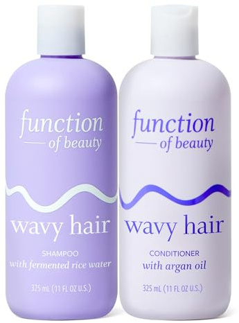 Function of Beauty Wavy Hair Shampoo & Conditioner Set - Sulfate-Free Shampoo & Conditioner Duo for Natural Wavy Texture - Lightweight, Anti-Frizz, Strengthening & Hydrating - Hair Care Products