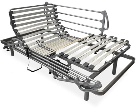 amuéblate Online - Cama Articulada Eléctrica Ergotop con 5 Planos y Estructura Reforzada + Juego de Barandillas Abatibles - Ergonómica, Fiable y Silenciosa, Motor Alemán, 105 x 190