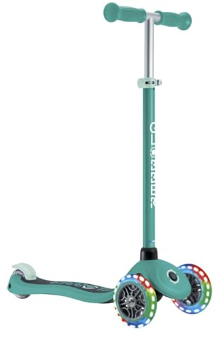 Globber Primo 3 Wheel Scooter With Light Up Wheels for 3 to 7 Years - Max User 50kg - 2 Year Warranty (Emerald Green)