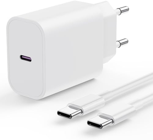 Chargeur Rapide iPhone 17 16 Pro, Chargeur iPhone USB C 20W avec 2M USB C Câble pour Apple iPhone 17 Pro Max/17 Air/16 Plus/15/iPad/Mini/Samsung, Type C 2m Cable Adaptateur Secteur Mural Alimentation