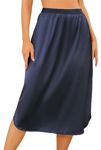 Wikoan Sottogonna da Donna, Lunga Morbido Antistatiche Raso Sottoveste Gonne da Donna con Finiture in Pizzo S-XXL
