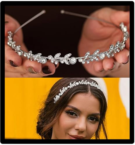 Xinlon Braut Haarschmuck Diadem, Hochzeit Braut Haarreifen, Strassstein Haarbänder für Damen, Silber Hochzeit Haarbander Haarschmuck Damen, Mädchen Stirnband Kronen, Strass Kristall Haarreif