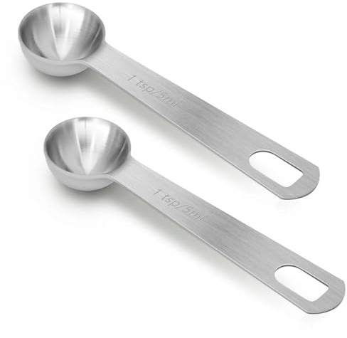 2 PCS 1 Teaspoon(5 mL | 5 cc | 1 Tsp | 1/3 Tablespoon) Stainless Steel Single Measuring Spoon, Easy to Use and Easy to Wash Metal Measuring Spoons Kitchen Gadgets for Cooking & Baking