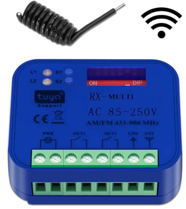 Receptor universal para puertas, 85-250 V, multifrecuencia 433-900 MHz, módulo de relé para puertas de garaje, receptor universal para 45 mandos a distancia para puertas de garaje, 2,4 GHz
