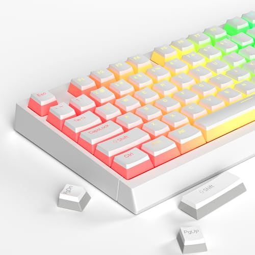 MageGee Double Shot PBT Pudding Keycaps 130 Keys, Full 104 Key Set and 16 Additional Keycaps, OEM Profile Mechanical Keyboard Accessories - White