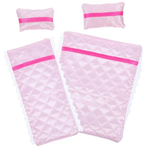 CVUTOVO Dollhouse Bedding Set Miniature Dollhouse Accessories with 2 Pillows and 2 Bed Sheets Bedroom Furniture for Doll House Bedroom Layout and Role Play