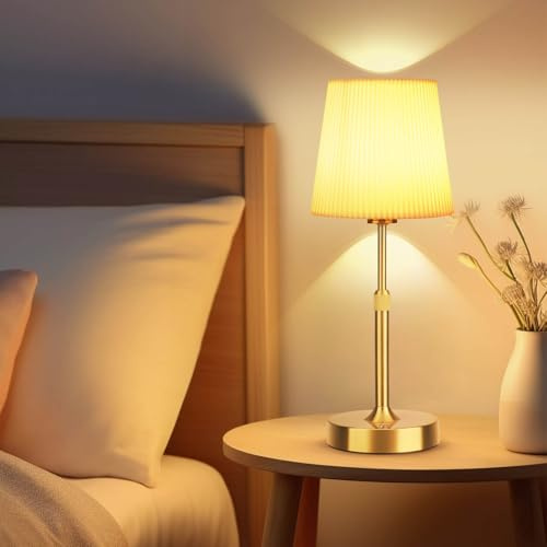 Cordless Rechargeable Table Lamp, 5200mAh Battery Operated Touch Control Table Lamps, 3-Way Brightness Dimmable LED Bulbs, Retro Touch Lamps Bedside for Bedroom Livingroom Children's Room Decor