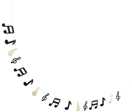 HEMOTON 1 Satz Musik Thema Banner Musiknoten Dekoration Glänzende Girlande für Geburtstagsfeiern Vielseitiges Party Hängedekor für Unvergessliche Erlebnisse