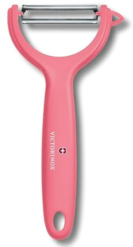 Victorinox, Pelapatate per pomodori e kiwi, lama extra affilata, bordo seghettato, doppio taglio, manico in plastica robusta, colore rosso chiaro, prodotto in Svizzera, lavabile in lavastoviglie