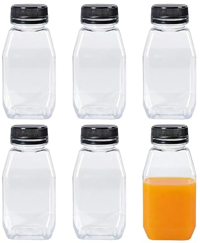 Nocecfi 6pcs 280ml Reusable Bottles with Lids - Small Drink Containers for Milk, Juice & Beverages, Fits Mini Fridge