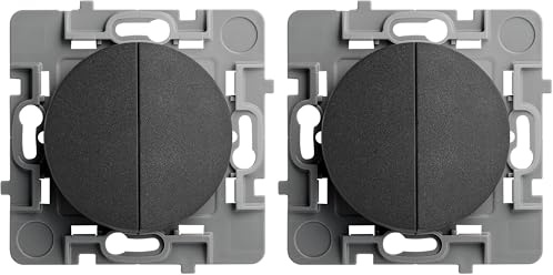DEBFLEX - Casual Evo - Interrupteur Va et Vient Double - Interrupteur Mural À Deux Boutons - Installation Rapide - ABS - Installation Encastrée - Noir - 76 x 76 x 34 mm (Lot de 2)