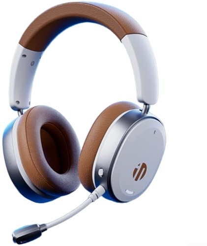 Eawfgtuw INPHIC H9 Casque de jeu sans fil avec micro, son surround 7.1, pilotes de 50 mm, BT 5.3/2.4G/USB-C pour console PC mobile, suppression du bruit, coussinets en cuir protéiné, noir (marron)