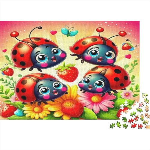 Coccinella Cartone Animato Puzzle 1000 Pezzi Carta per Adulti Prato Fiorito Gioco di Puzzle 1000 Pezzi Relax Concentrazione Decorazione Regalo 38x26cm/1000pcs