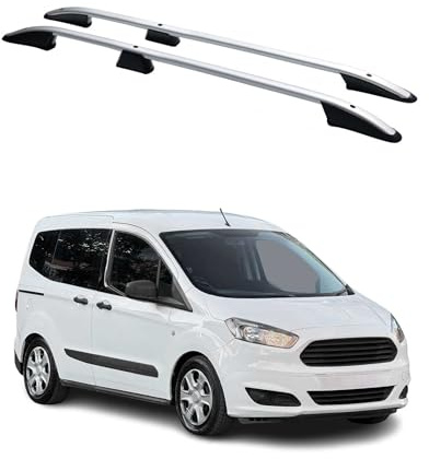OMAC Dachreling Dachgepäckträger kompatibel mit Ford Transit Tourneo Courier 2014-2024 Alu Grau