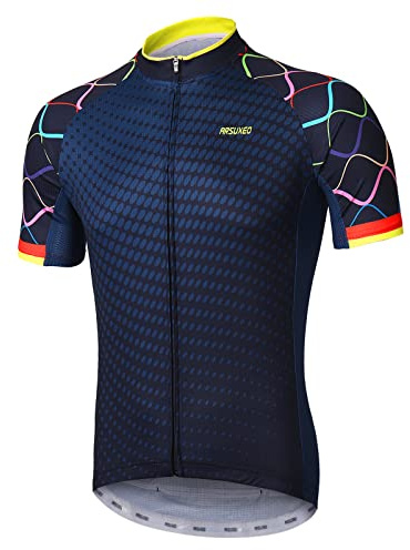 ARSUXEO Hombres Ciclismo Camisetas Brillante MTB Jersey Transpirable Manga Corta Bicicleta Camisa ZY845 S