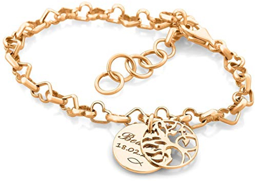 Taufgeschenk Mädchen rosegold Taufarmband Armband 925 Silber zur Taufe Gravur Namensarmband für Babyarmband Herzkette Silberarmband Patenkind Armkettchen | HANDMADE IN GERMANY