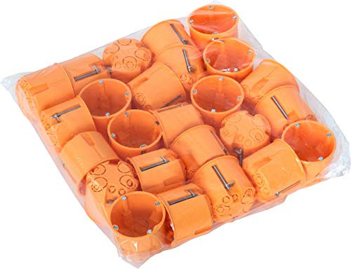 Meister Flush-Mounted Cavity Wall Socket – 60 mm Deep – Orange – Pack of 25 – Diameter 68 mm Milling Hole – for Installation of Switches & Sockets/Junction Box/Switch Box/Cavity Wall Device Box