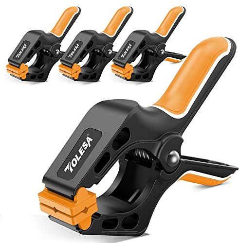 TOLESA 7 Inch Spring Clamps for Woodworking - 4 Large Wood Clamps with 30 lbs Powerful Clamping Force - Reinforced Plastic Nylon - 3 Inch Jaw Opening - Heavy Duty Spring for Gluing and Crafts