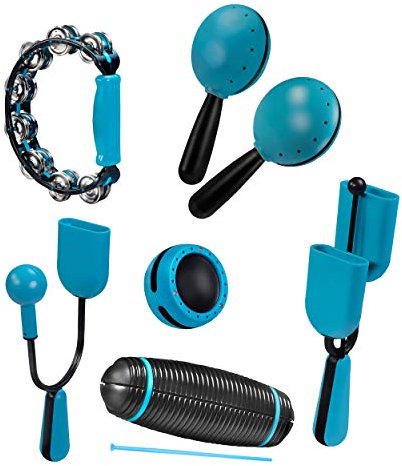Voggenreiter Hi-Lo Set, 6-tlg, Guiro, Vibra, Agogo, Shaker, Maracas, Tamburin, Instrumente, Rassel, Tambourin, Percussion, Ab 6 Jahre, 1183