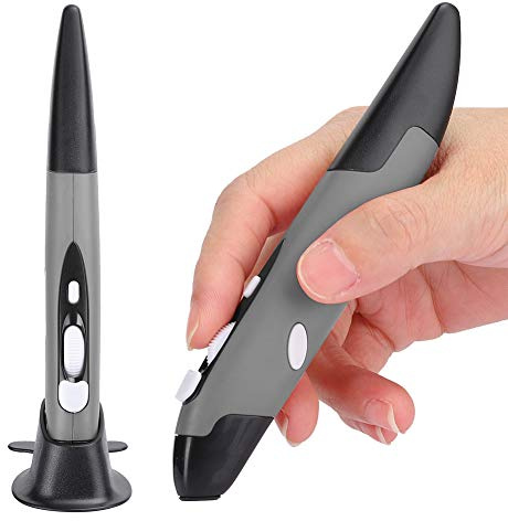 Byged Stylet de Souris sans Fil, USB 2.4G Plug and Play Computer Pen Mouse & Stylus Ergonomic Design Mouse for Laptop Tablet(Gris)