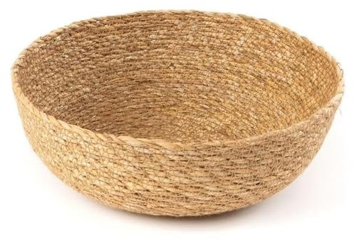 Space Home - Cuenco de Mimbre - Centro de Mesa - Cuenco de Mimbre Decorativo - Cesta de Almacenaje - Bandeja para Pan, Caramelos - Vaciabolsillos - Cesta de Decoración - 26 cm