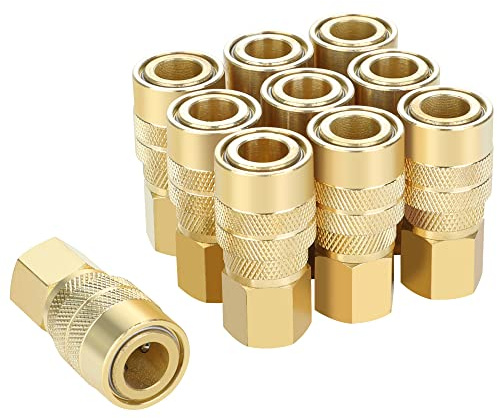 JOROY Brass Air Coupler, 1/4 Inch Body Size, 3/8 Inch NPT Female Threads Size, Industrial M-Type, 10 Pieces Air Compressor Hose Fittings