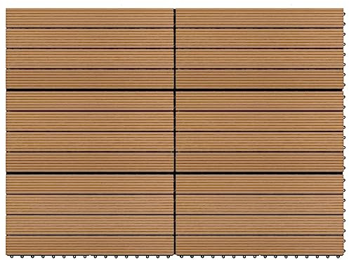 vidaXL 6X Terrassenfliese Holzfliese Fliesen Fliese Balkonfliesen Bodenfliese Außenfliese Holzfliesen Klickfliesen WPC 60x30cm 1,08m² Braun