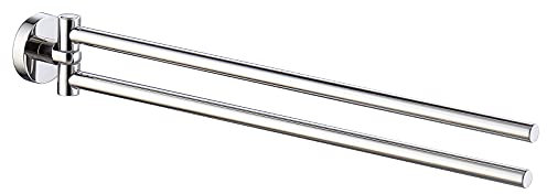 HomeHeng Zweiarmig Schwenkbar Handtuchhalter,Edelstahl Helles Chrom Wand Handtuchhalter Bad Handtuchständer mit Bohren,H91201B