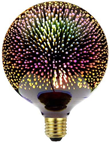 DINOWIN Bombillas Led con efecto de fuegos artificiales en 3D, E27 Bombilla Vintage Edison 4W AC85-265V Bombilla decorativa de ambientes (G125)