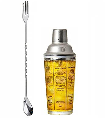 Cocktail Shaker Set Ensemble à Cocktail Shaker Cocktail Shaker 350ml verre en acier inoxydable vin Martini Boston Shaker Mélangeur parfait for mélanger Margarita, Manhattan et autres boissons Shakers