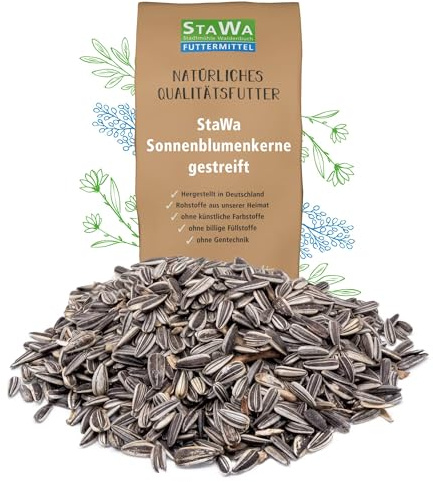 StaWa Sonnenblumenkerne gestreift, Top Qualität durch Reinigung, für Hühner, Wachteln oder als Vogelfutter, 10 kg