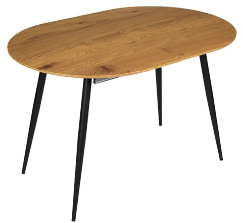 Toilinux.com Ausziehbarer Tisch, oval, Holzoptik, 4 bis 6 Sitzplätze, Retro-Design, L 120 bis 160 cm