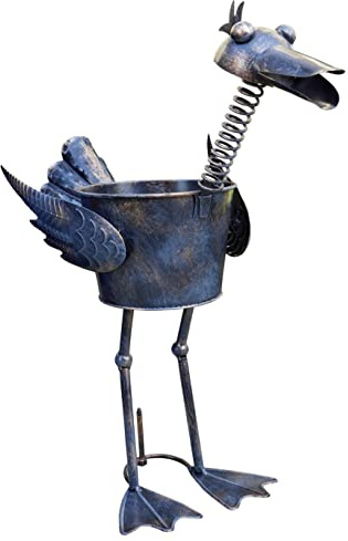 Ablerhome Decor Metal Duck Plant Pot Ornament Animal Flower Pots Garden Sculpture Planter indoor Home Outdoor Garden Window herb flower box Gift (Bronze Duck)