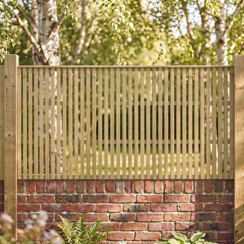Fence Panel Topper 6ft x 3ft Tuscany Slatted Garden Trellis Wooden | 182.8cm x 92cm, Vertical Decorative Flat Top Fencing, Wall-Mount, Add Extra Height & Privacy, Balcony & Patio Screen Treated