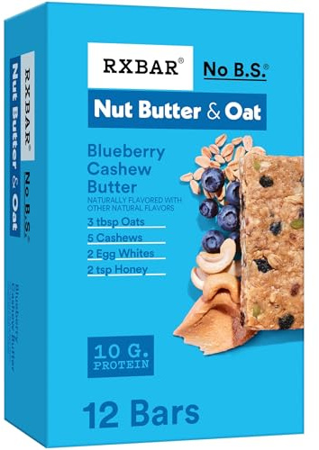 RXBAR Nut Butter and Oat Protein Bars, Protein Snacks, Snack Bars, Blueberry Cashew Butter, 23.2oz Box (12 Count)