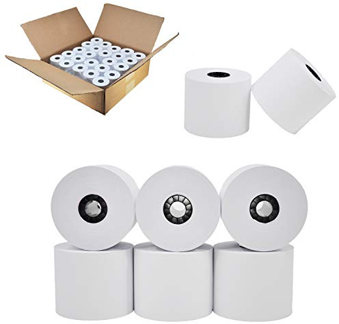 44mm Thermal Paper Rolls Width 1 3/4 x 220’ Feet [50 Rolls - 50 GSM] Core - 7/16 Cash Register Paper from BuyRegisterRolls