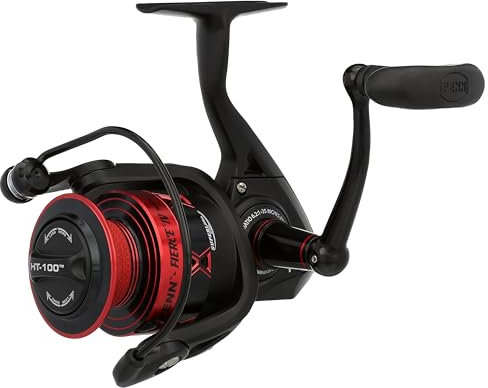PENN Fierce IV Spinning, Angelrolle, Spinnrollen, Meer - Küstenangeln, Vielseitiges Meeresangeln für Boot, Kajak, Ufer, Jiggen, Surfen und Allround-Einsatz, Unisex, Schwarz/Rot, 3000