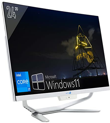 SIMPLETEK PC All in One 24 Zoll Full HD Gebogen Core i7 Bis 3,90 GHz Windows 11 Pro 16 GB RAM 240 GB Webcam 1080p WiFi5 BT HDMI Fixed Computer Aio Home Schule Arbeit