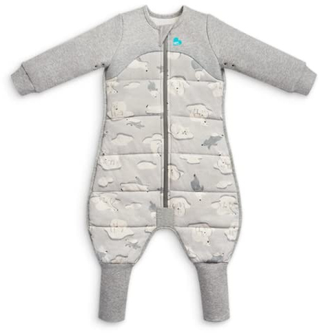 Love To Dream™ Schlafanzug mit Beinen, 6–12 Monate – Grau | Langärmlig, leichte tragbare Decke | 3,5 Tog für Winter & Herbst (14–16 °C) | Baumwolle, maschinenwaschbar, Doppelreißverschluss