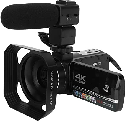 Dioche Caméra Vidéo Caméscope, Caméra de Vlogging 4K avec Télécommande, Microphone, Pare-, Zoom Numérique 18X, Appareil Photo Numérique pour Adolescents